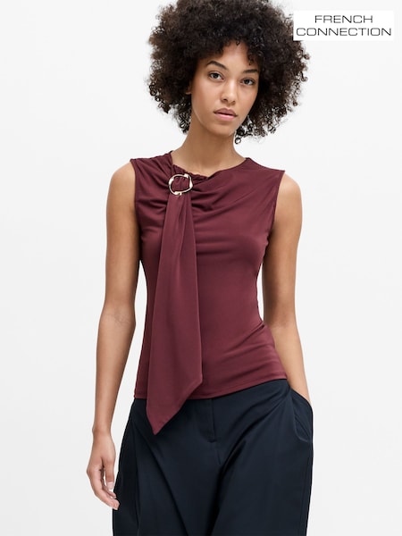 Red - French Connection Maxine Jersey Trim Top