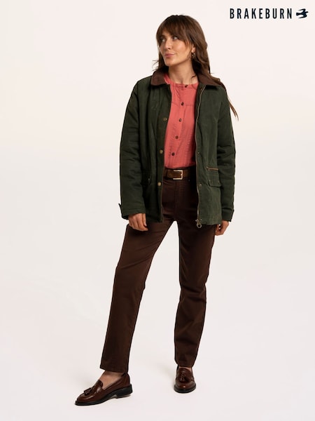 Green - Brakeburn Pear Cord Collar Barn Jacket