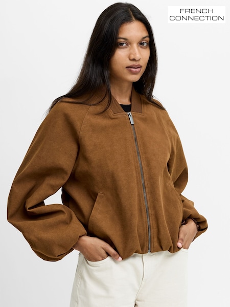 Brown - French Connection Orelia Suedette Blouson Jacket