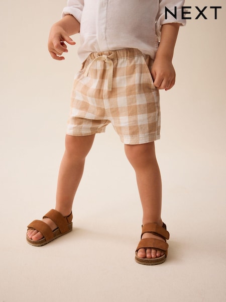 Nevtralna karirasta - Linen Blend Pull-On Shorts (3mths-7yrs) (928215) | € 6 - € 8
