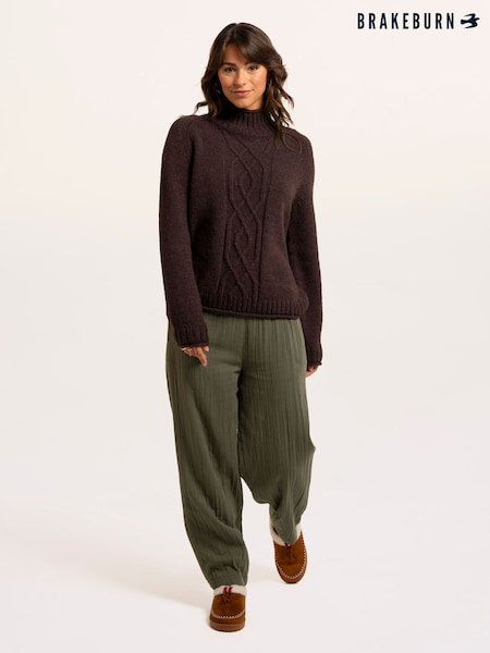 Brown - Brakeburn Agnes Texture Stitch Knitted Roll Neck Jumper