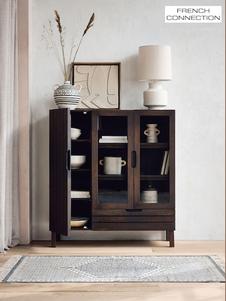 French Connection Slatted Mango Wood Sedona Display Cabinet (928337) | €882