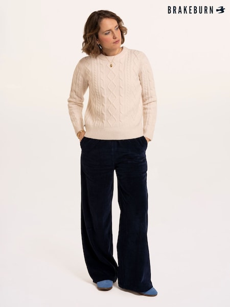 Cream - Brakeburn Dahlia Cable Knitted Crew Neck Jumper