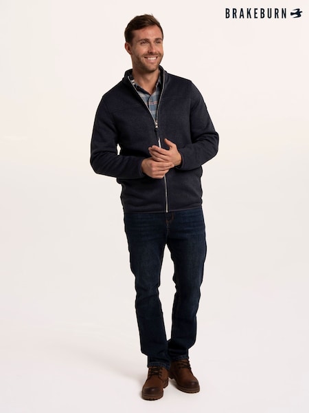 Blue - Regular Brakeburn Passford Full Zip Knitted Fleece