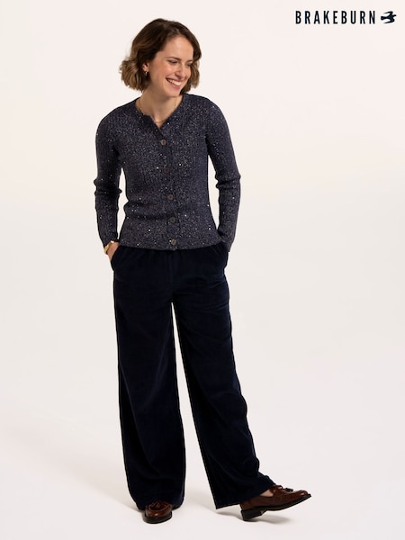 Blue - Brakeburn Ida Rib Sparkle Stitch Cardigan