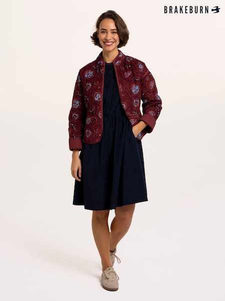 Brown - Brakeburn Printed Quilted Zip Front Jacket