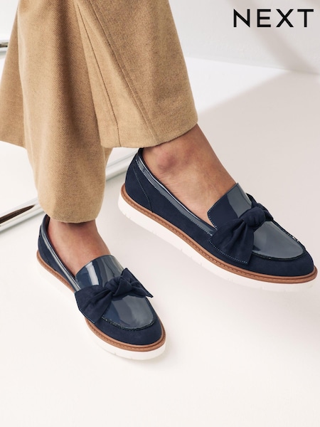 Navy Forever Comfort Bow Chunky Sole Loafers (928678) | €22