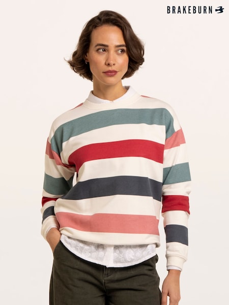 Black - Brakeburn Rockford Striped Drop Shoulder Crew Neck Sweatshirt