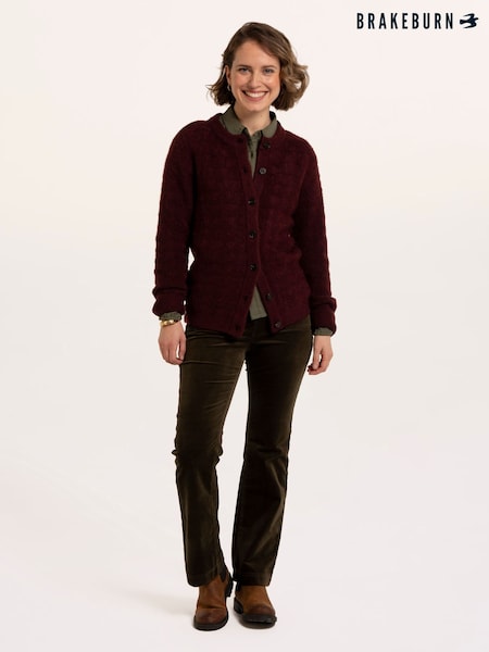 Brown - Brakeburn Karla Chunky Fan Stitch Knitted Cardigan