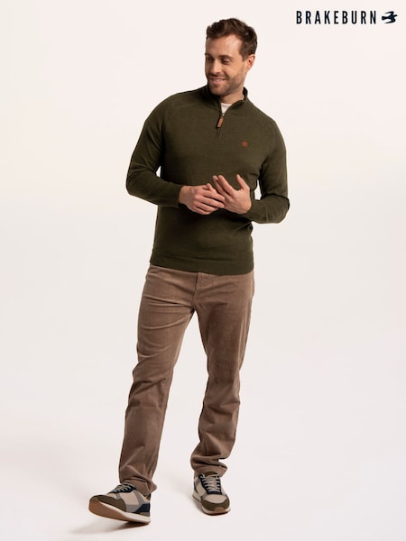 Green - Regular Brakeburn Buckhurst 1/2 Zip Knitted Jumper
