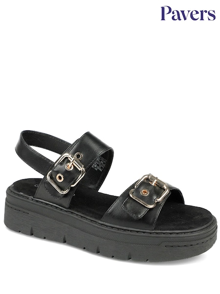 Black - Pavers Bellissimo Adjustable Buckled Sandals