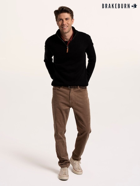 Blue - Regular Brakeburn Sloe 1/4 Zip Knitted Jumper