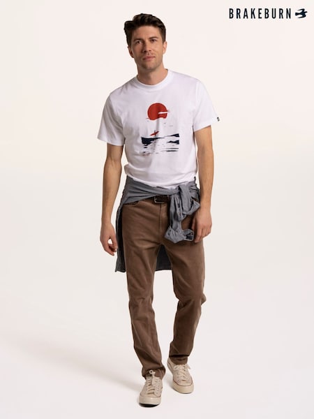 Coucher de soleil crème surf - Regular Brakeburn Printed Cotton T-shirt