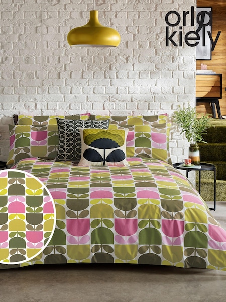 Orla Kiely Green Multi Block Stem 100% Cotton Duvet Cover and Pillowcase Set (929580) | 247 QAR - 470 QAR