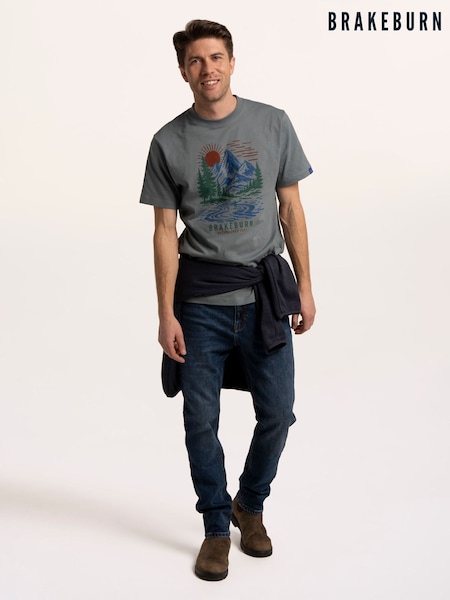 Green Hammersmith Outdoors - Regular Brakeburn Printed Cotton T-shirt