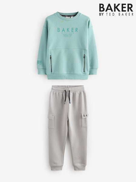 Baker by Ted Baker Green/Grey Sweatshirt and Cargo Joggers Set (929751) | €38 - €46