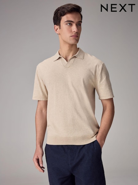 Neutral Knitted Regular Fit Trophy Polo Shirt (929758) | €13