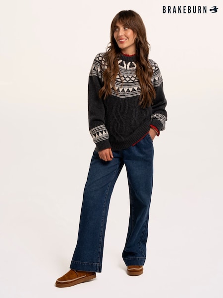 Blue - Brakeburn Frida Fairisle Knitted Crew Neck Jumper