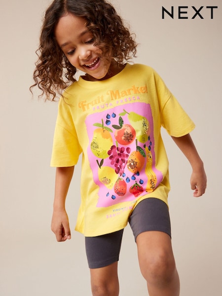 Yellow Oversized Embellished Graphic T-Shirt (3-16yrs) (929886) | € 11 - € 16
