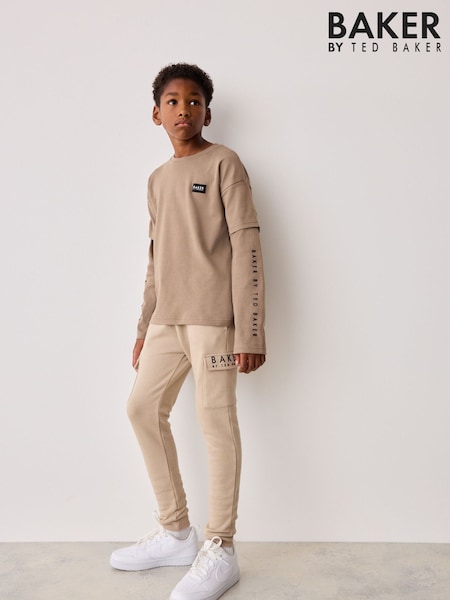 Baker by Ted Baker Neutral 100% Cotton Mock T-Shirt and Joggers Set (929951) | €46 - €56