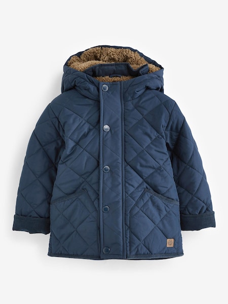 Marineblau/blau - Quilted Teddy Borg Fleece Lined Jacket (3mths-7yrs) (930088) | 10 € - 12 €