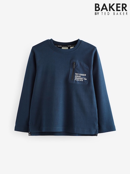 Baker by Ted Baker Navy 100% Cotton Long Sleeve T-Shirt (930234) | TRY 788 - TRY 1.050