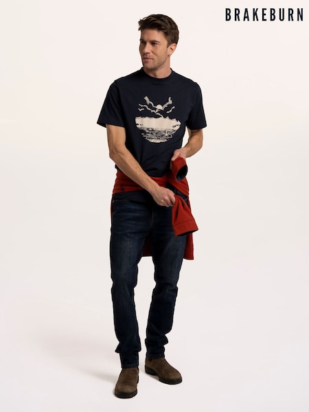 Blue Paddle Board - Regular Brakeburn Printed Cotton T-shirt