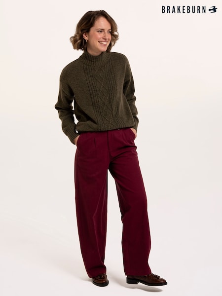 Brown - Brakeburn Signe Stitch Detail Knitted Roll Neck Jumper