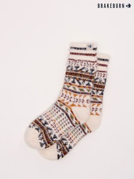 كريم - Brakeburn Nordics Fair Isle Cosy Knitted Socks
