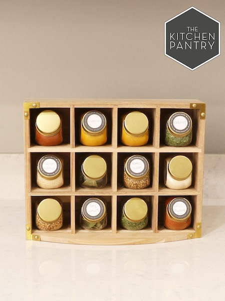 Kitchen Pantry Set of 12 Brown Unfilled Spice Jars & Storage Rack (930501) | €67