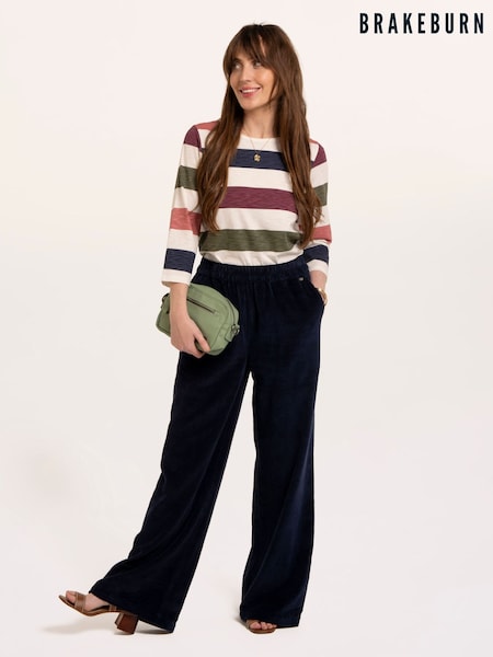 Krémová - Brakeburn Lulworth Multi Colour Stripe 3/4 Sleeve T-shirt