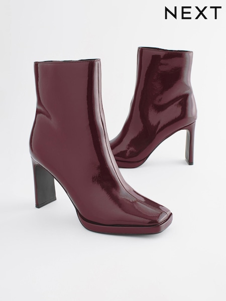 Burgundy Red Forever Comfort® Squared Toe Ankle Heeled Boots (930758) | € 15