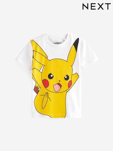 White Pikachu 100% Cotton Pokémon License Short Sleeve T-Shirt (4-16yrs) (931306) | €6 - €8