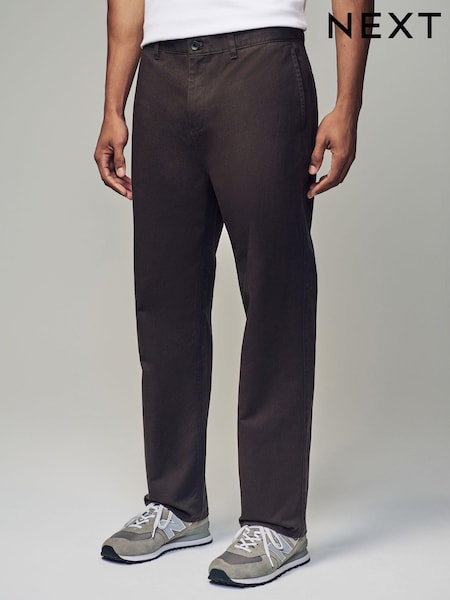 Chocolate Brown Relaxed Fit Utility Chino 100% Cotton Trousers (931395) | R$ 240