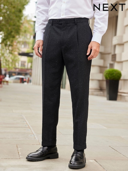 Black Slim Nova Fides Italian Fabric Textured Suit Trousers (931512) | €12