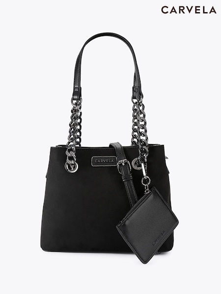 Black Micro Suede - Carvela Mini Cammie Shoulder Bag