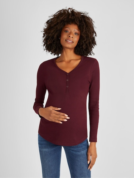 JoJo Maman Bébé Wine Red Popper Front Maternity Top (931857) | €43