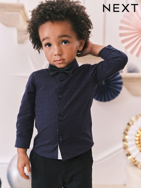 Navy Blue Long Sleeve Shirt And Bow Tie Set (3mths-12yrs) (931933) | €16 - €19
