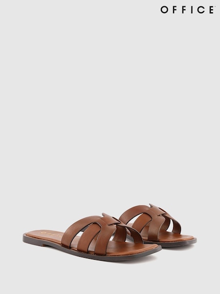 Office Brown Brown Leather Woven Sliders (932355) | €21.50