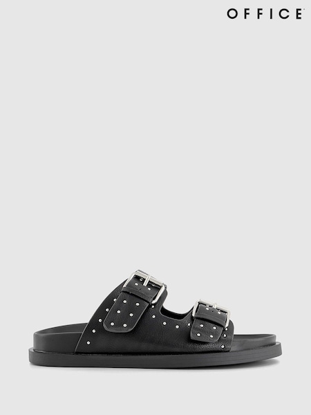 Office Black Double Strap Studded Footbed Sandals (932381) | €24