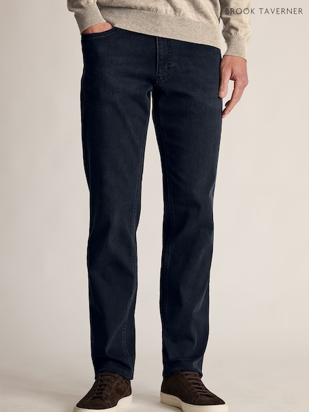 Dark Blue - Regular Fit Brook Taverner 5 Pocket Denim Jeans