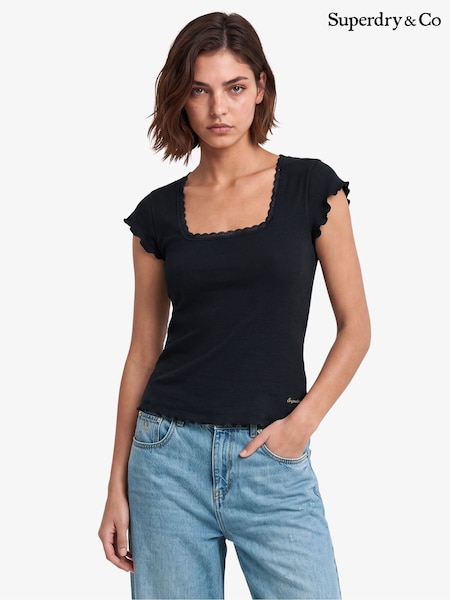 蓝色 - Superdry Essential Square Neck Short Sleeve T-shirt