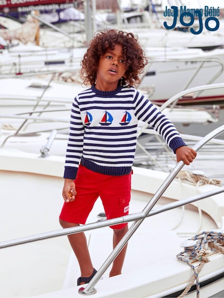JoJo Maman Bébé Navy Nautical Boat Jumper (932598) | €13.50