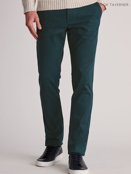 Teal Blue - Regular Brook Taverner Italian Fine Twill Stretch Cotton Chinos