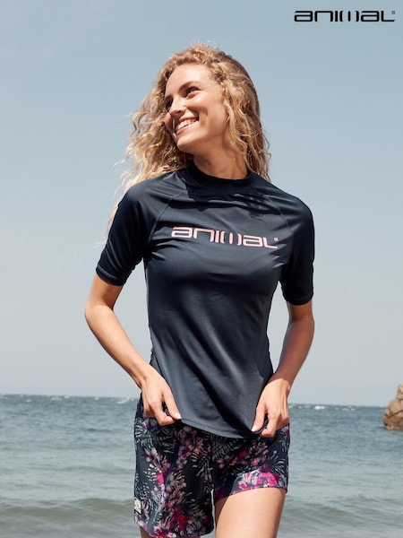Animal Light Blue Womens Daisy Logo Quick Drying Rash Vest (933955) | AED192