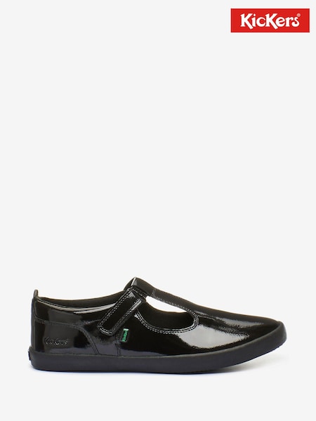 Kickers Black Youth Kariko T-Bar Hook And Loop Patent Leather Shoes (933956) | €50