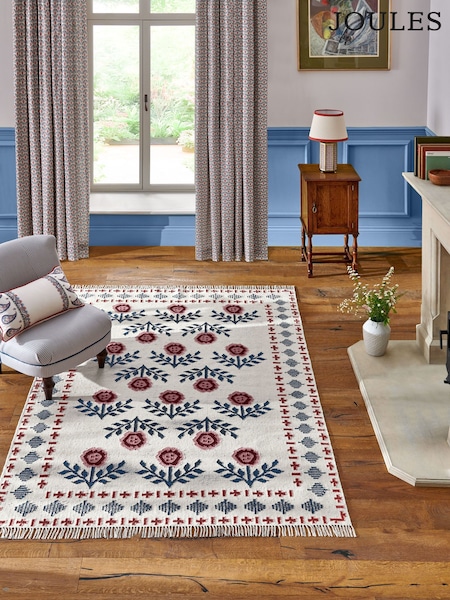 Joules Cream Attingham Floral Wool Klim Rug (933977) | €272 - €477