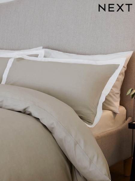 Grey Silver/White Cotton Rich Duvet Cover and Pillowcase Set (934302) | €14 - €31