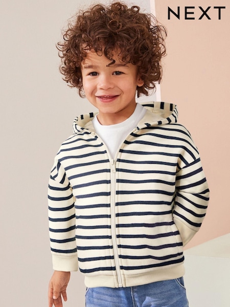 פסים בצבע לבן בז׳/כחול כהה - Zip Through Hoodie (3mths-7yrs) (934305) | ‏55‏₪ - ‏63‏ ₪