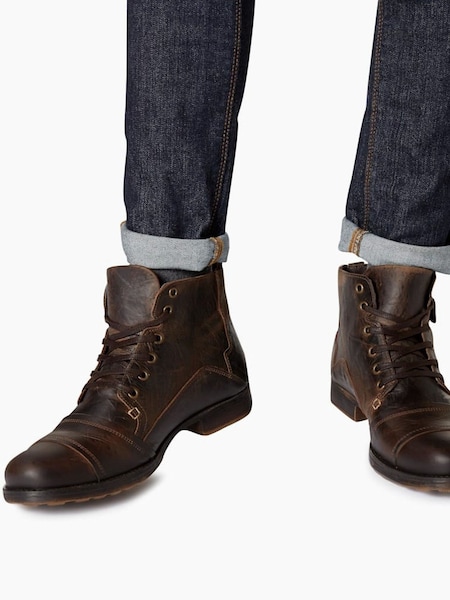 Dune London Brown Heavy Duty Leather Simon Ankle Boots (934427) | AZN 323